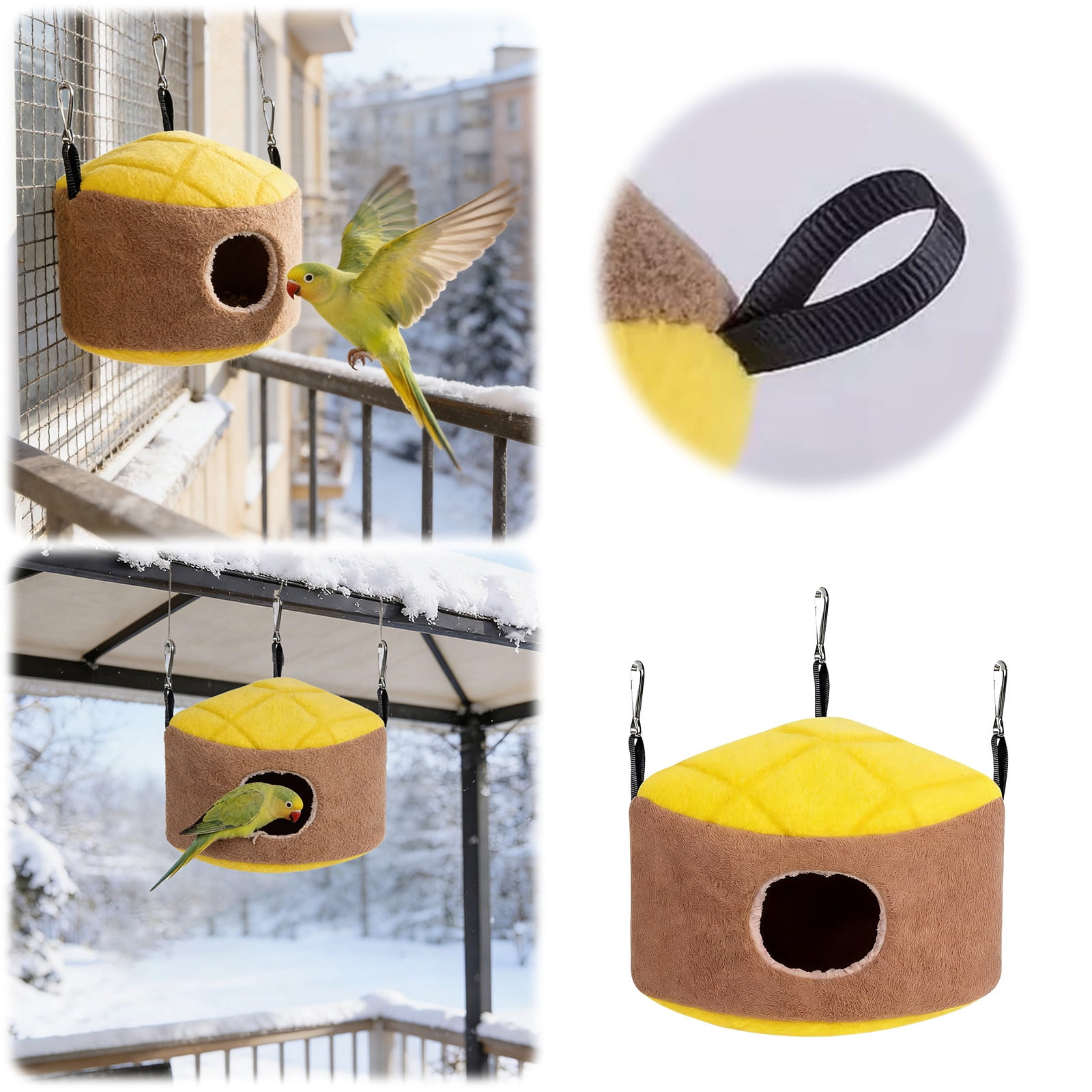 Lit Suspendu Douillet d'Hiver Chaud pour Oiseaux, Cage Hutte pour Petits Perroquets, Conures et Hamsters de Compagnie