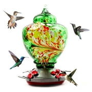 Opolski Paint Glass S Hook Hanging Flower Feeding Port Hummingbird Feeder with Perch
