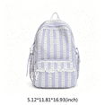 thumbnail image 2 of Bow Print School Backpack, Lace Trim Backpack with Side Pockets, Heavy Duty Computer Bag for Travel College Work, Purple, 2 of 4