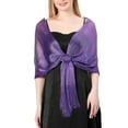 thumbnail image 3 of Previn Women's Metallic Wedding Shawls & Wraps Solid Scarf Sheer Soft Elegant Formal Fringe Silver Cardigan Purple One Size, 3 of 4