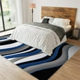 thumbnail image 3 of Area Rugs Living Room Rug, Creative Blue Black White Wavy Pattern Dynamic Streamline Lines Decor Carpet, Soft Non Skid Low Pile Carpet for Bedroom Floor Shed Resistant Entryway 2x3ft, 3 of 6