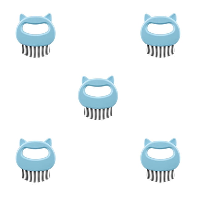 Methold Peine para gatos de mano para mascotas, cepillo para quitar el pelo en forma de concha, mango Adorable, mango bonito, cara de gato azul azul Katzengesicht 5piezas