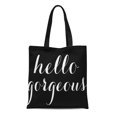thumbnail image 1 of NUDECOR Canvas Tote Bag Hello Black and White Fun Polyester Gorgeous Reversible Love Reusable Handbag Shoulder Grocery Shopping Bags, 1 of 1