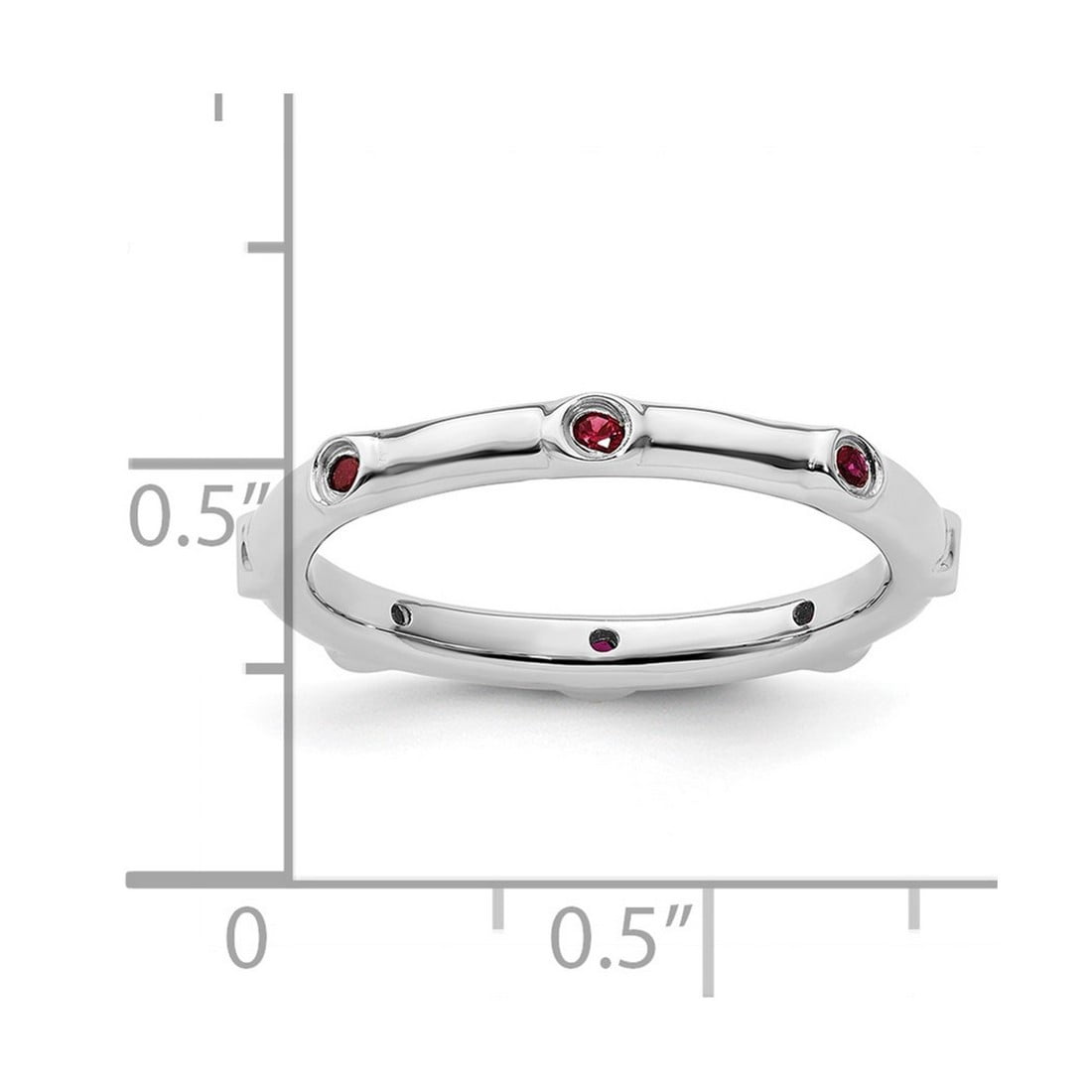 925 Sterling Silver Bezel Polished Stackable Created Ruby Ring Size 5 Stackable Ring for Women