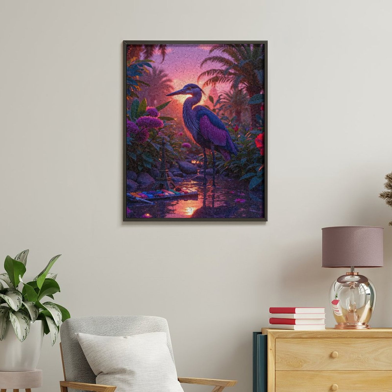 Paint By Numbers Kit for Adults Beginner - Heron Sunset Tropical Art Palette DIY Canvas Painting Kits for Adults, Frameless Paint By Number for Adults for Home Wall Decor 16x20 Inch