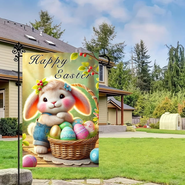 Decoraciones de Pascua, adornos de Pascua, letrero de Pascua para jardín de 30 x 45 cm, letrero para jardín exterior, decoraciones de Pascua personalizadas, decoración de Pascua de doble cara, regalo,