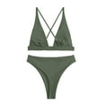 thumbnail image 6 of Women High Waisted Thong Bikini Sets Sexy Brazilian Triangle Top Deep V Neck Beach Swim, 6 of 6