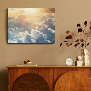 Pratyus Clouds Sun Sky Canvas Wall Decor for Bathroom Art Modern Prints - Ready To Hang Home Room Decor 16x12in