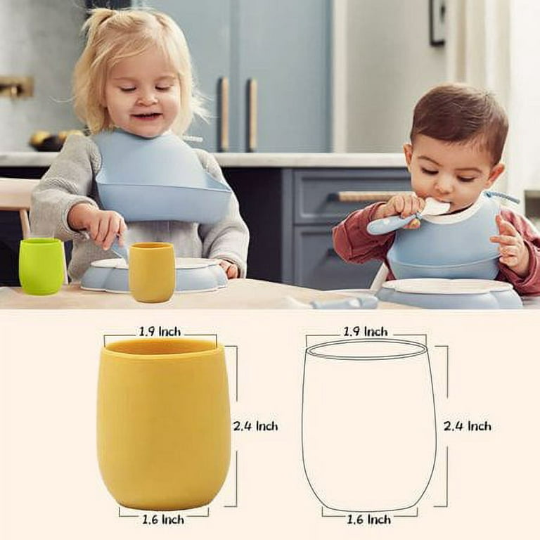 Toddler Cups Silicone Training Cup for Infants and Toddlers, Kids Mini Open  Cups, NO BPA, 100% Silicone for Baby Led Weaning & Independent Drinking  3oz, 2 Count, 4 Month+ (Baby Blue/Yellow) 