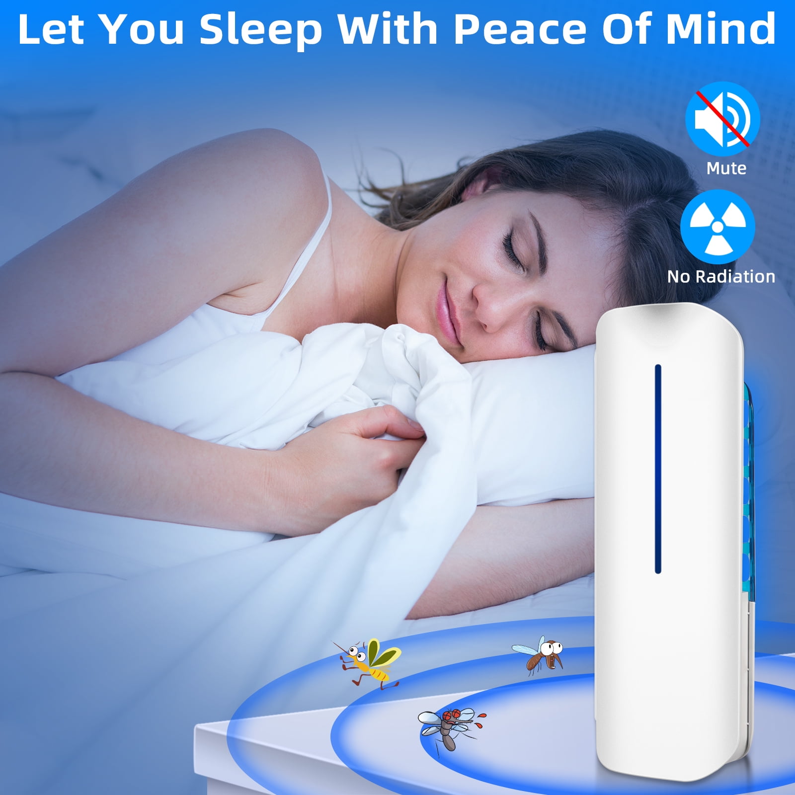 Onemayship Plug-in Mosquito Killer Lamp Indoor Bug Trap Blue Light Insect Zapper Safe for Pets&Kids - Home Professional Flying Insect Catcher