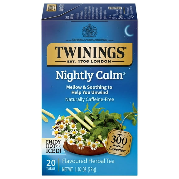 Twinings Nightly Calm Naturally Caffeine-Free Herbal Tea Bags 20 Each (Pack of 2)