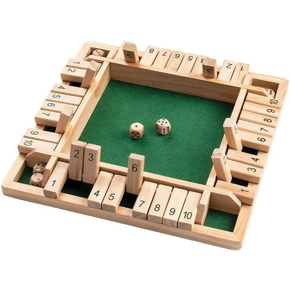 Make The Box To Wooden Mathematic Traditional Pub Board Dice Game Toys For 4 Players, Players Shut The Box Dice Game Wooden Number Board Game Flip Lid Box From Kids Adults