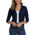 thumbnail image 1 of Urban CoCo Women's 3/4 Sleeve Cropped Cardigan (Navy Blue, XL), 1 of 5