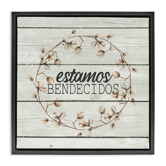 Stupell Industries Estamos Bendecidos con Algodón Inspirational Quotes & Sayings Painting Black Floater Framed Art Print Wall Art, 18 x 18