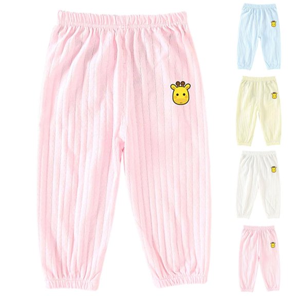 BXSRUTA Baby Cotton Casual Pants for Toddler Boys Girls Elastic Waist Breathable Loungewear with Cute Cartoon Print