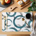 thumbnail image 2 of Turquoise Grey Placemats Set of 12, Geometric Circle Modern Abstract Simple Art Placemats for Dining Table, Place Mats for Kitchen Tabletop, Waterproof Wipeable Dining Table Mats Set, 2 of 9