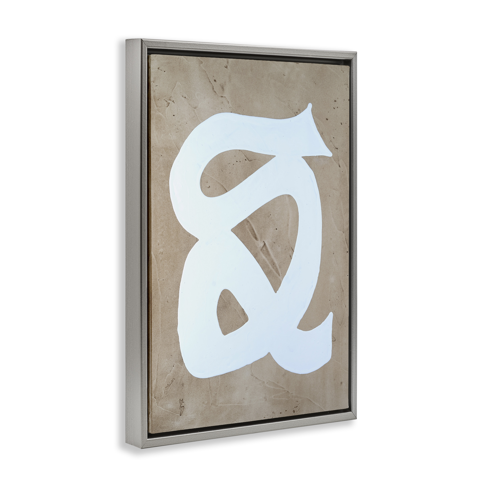 Stupell Industries Modern Swirl on Beige Abstract Painting Gray Floater Framed Canvas Art Print Wall Art, 21 x 31