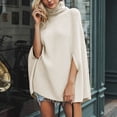 thumbnail image 2 of Bibifish Womens Sweaters Cozy High Neck Mid Cape Poncho Soft Warm Knitted Shawl For Ladies Loose Fit Trendy Fall Winter Outfits, 2 of 4