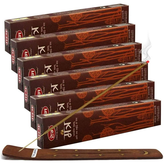 TRUMIRI Incense Stick Holder Bundle with Hem Mantra Masala 15g Incense Sticks - Pack of 6 (Approx 90 Sticks)