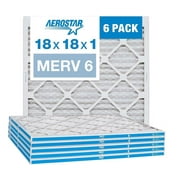 Aerostar 18x18x1 MERV 6 Pleated Air Filter, AC Furnace Air Filter, 6 Pack