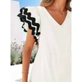 thumbnail image 2 of Womens 2025 Summer Casual Midi Dresses V Neck Flutter Short Sleeve Ruffle Tiered A Line Flowy Beach Long Dress White L, 2 of 8