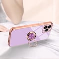 thumbnail image 3 of Compatible with Rose Gold iPhone 13 Pro Max Case for Women Girls Kickstand Ring Holder 360 Rotation Ring Glitter Plating Edge Work with Magnetic Mount Car Luxury Girly Slim TPU Case Purple, 3 of 17