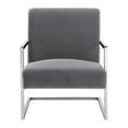 thumbnail image 3 of Posh Living Xzavier Velvet Upholstered Accent Chair in Gray/Chrome, 3 of 8