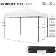 thumbnail image 3 of Songqin 10x10 1-Person Setup Pop Up Canopy Tent, Instant Portable Commercial Canopy Tent, Outdoor Gazebo with 1-Button Push, Wheeled Bag & 4 Sandbags for Home, Party & Outdoor Activities, White, 3 of 18