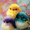 Three Colorful Fluffy Birds, variant on Qisvanset Watercolor Bunny Easter Eggs Flowers Canvas Print 15.75x11.81 Inches