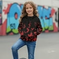 thumbnail image 3 of Xoenoiee Red Bat Print Girls Half Zipper Pullover Sweatshirt Halloween Long Sleeve Hoodies with Kangaroo Pocket Fleece Basic Sweater, Size 5-6 Years, 3 of 7