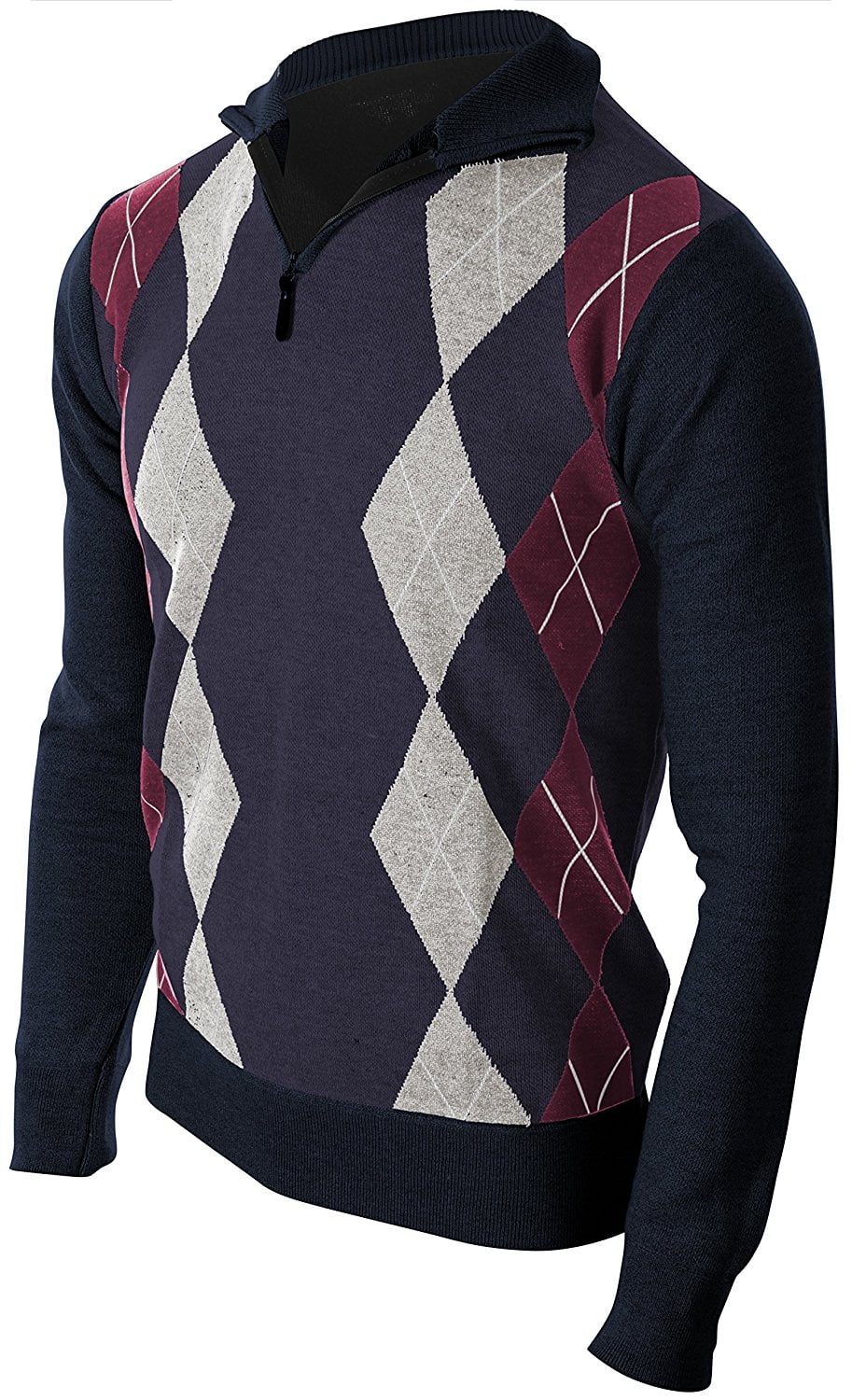 Enimay Mens Argyle Zip Up Golf Long 