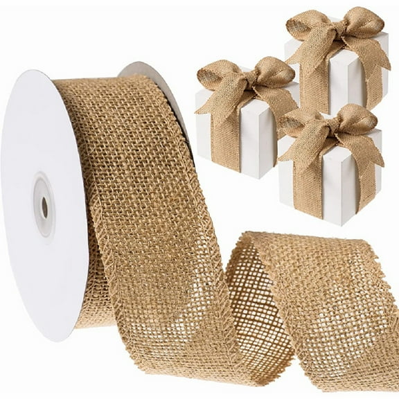 1 in. x 10 yds. Natural Burlap Wired Ribbon, For Bow/Wreath Making，Gift Wrapping, Bow/Wreath Making, 4 pack