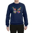 thumbnail image 2 of Wild Bobby, Colorful Butterfly Oh Butterfly On Whispering Wings Animal Lover Unisex Crewneck Graphic Sweatshirt, Navy, Large, 2 of 3