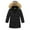 Black, variant on Fesfesfes Kids Winter Hooded Parka Jacket Mid Length Coat with Large Collar Windproof Warm Thickened Down Filled Outerwear for Children Boys Girls(Army Green,3-4 Years)