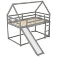 thumbnail image 5 of Harper & Bright Designs Twin Over Twin Floor Bunk Bed, Twin Size House Bunk Bed with Slide, Ladder, Guardrail and Roofs for Bedroom, Grey, 5 of 8
