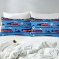 thumbnail image 4 of YST Boys Train Queen Bed Sheets Set Cartoon Car Toddler Bedding Set, Traffic Transportation Track Sheet Set For Kids Teens Red Blue Steam Engine Railway Decor Sheets, 4 of 5