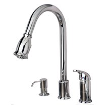 Laguna Brass 1170CP Single Handle Pull-Down Kitchen Faucet with Soap/Lotion Dispenser Chrome Finish