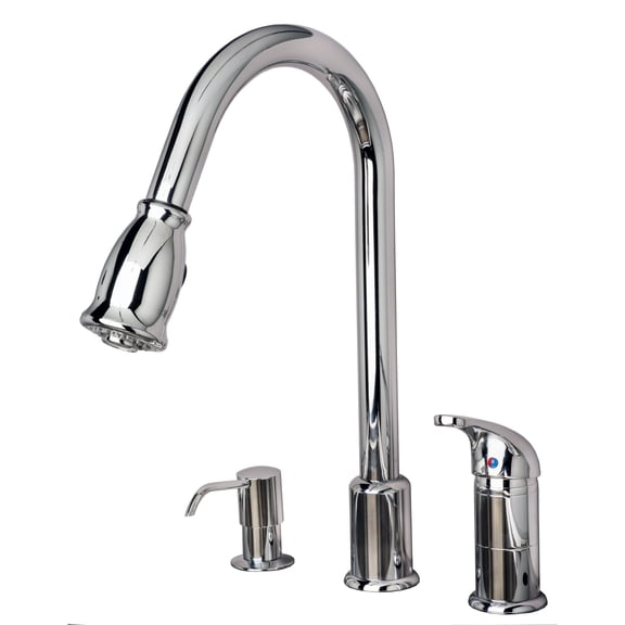 Laguna Brass 1170CP Single Handle Pull-Down Kitchen Faucet with Soap/Lotion Dispenser Chrome Finish