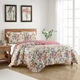 thumbnail image 3 of Nanshing Eira 3 Piece Floral Quilt Set , Pink , King Size , Microfiber Print, 3 of 4