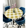 thumbnail image 5 of nqOlkjepod Yellow Checkered Round Tablecloth, Fitted Table Cover with Elastic for 55"-60" Round Tables, Farmhouse Buffalo Plaid Table Cloth Outdoor Indoor Dinning Party Waterproof Tablecloths, 5 of 6