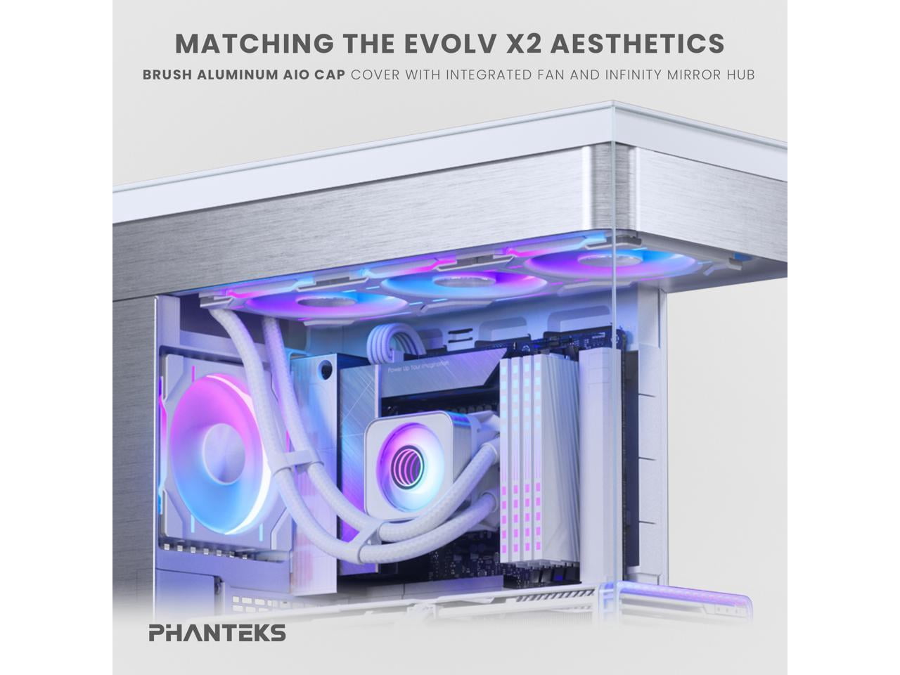Phanteks Glacier One 420D30 X2 AIO Liquid CPU Cooler, Evolv X2 Aluminum Cap Design, 3x Performance D30-140 D-RGB Fans, for Intel LGA 1851, 1700, 1200, 115x and AMD AM4/AM5 sockets, White