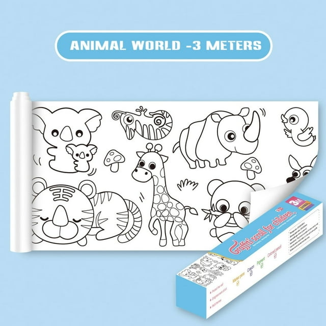 Long Children Graffiti Scroll Multiple Patterns Creative Canvas for Early Education Drawing Toy