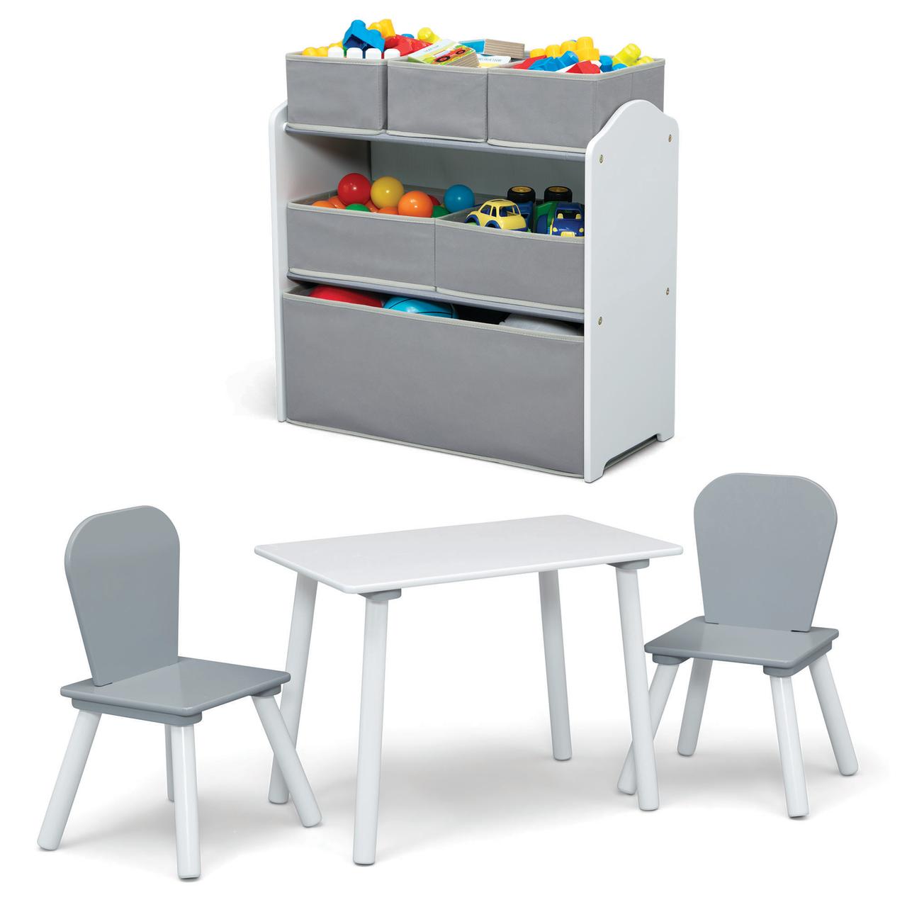 Delta Children 4-Piece Toddler Playroom Set, Light Gray