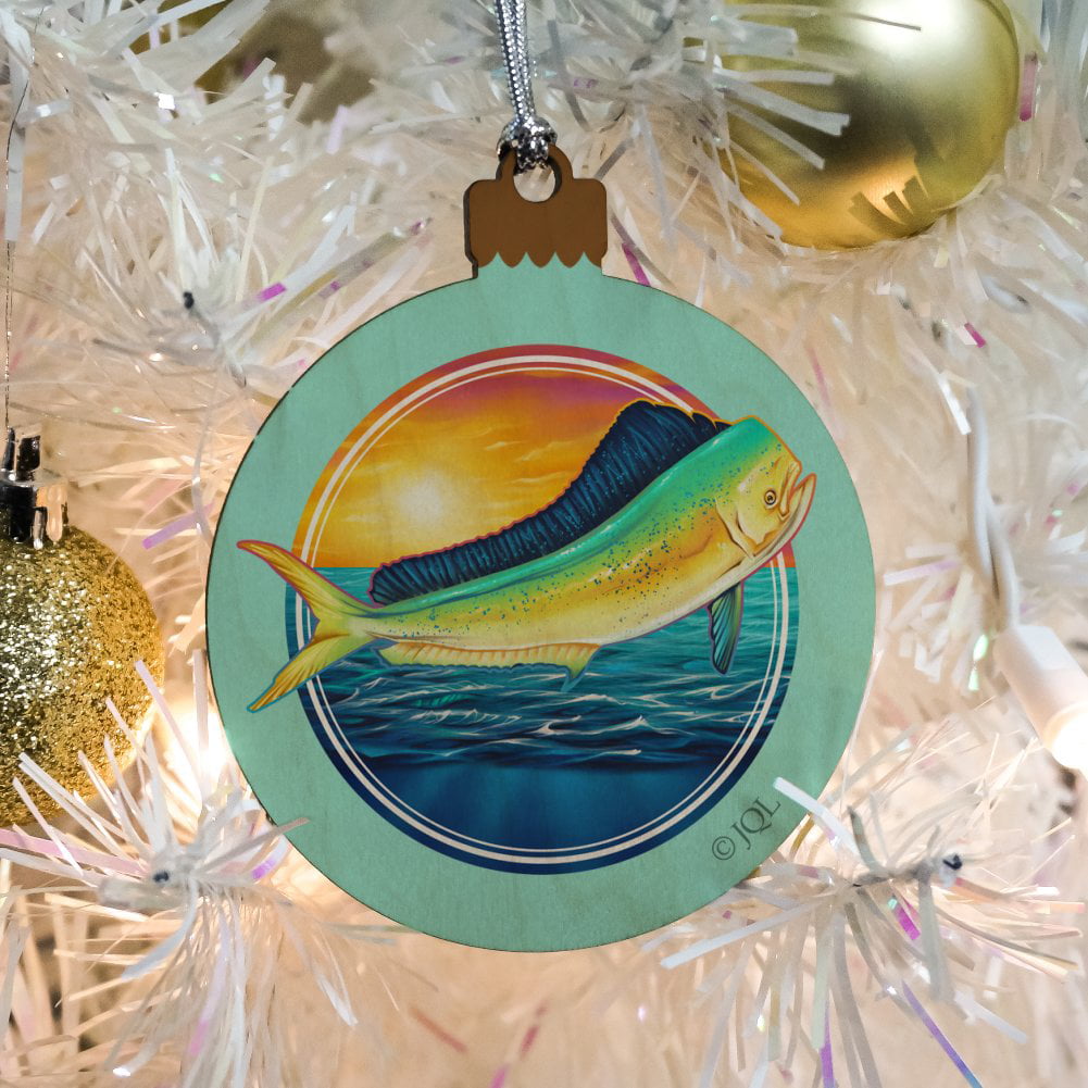 Mahi-Mahi Dolphinfish Dorado Fishing Wood Christmas Tree Ornament 