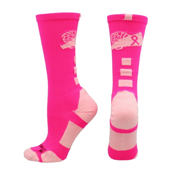 Cheer Breast Cancer Awareness Socks (Neon Pink/Pale Pink, Large)