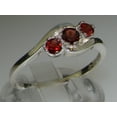 thumbnail image 2 of LBG British Made 18k White Gold Natural Garnet Womens Trilogy Ring - 33 size options - Size 6.25, 2 of 7