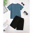 thumbnail image 3 of 11Y Big Boys Clothes 12Y Boys 2PCS Summer Outfits Set Crew Neck Big Boys Short Sleeve Color-blocked Top Shorts Set Blue, 3 of 7