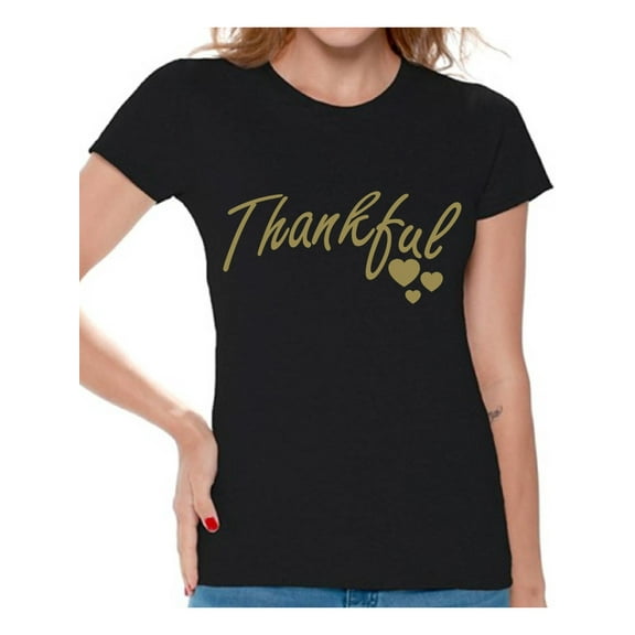 Awkward Styles Thankful Shirt Christmas T Shirt Women's Holiday Top Thanksgiving Shirt Christmas Shirts for Women Thankful Grateful Blessed Women's Shirt Religious Christian Gift Thanksgiving Holiday