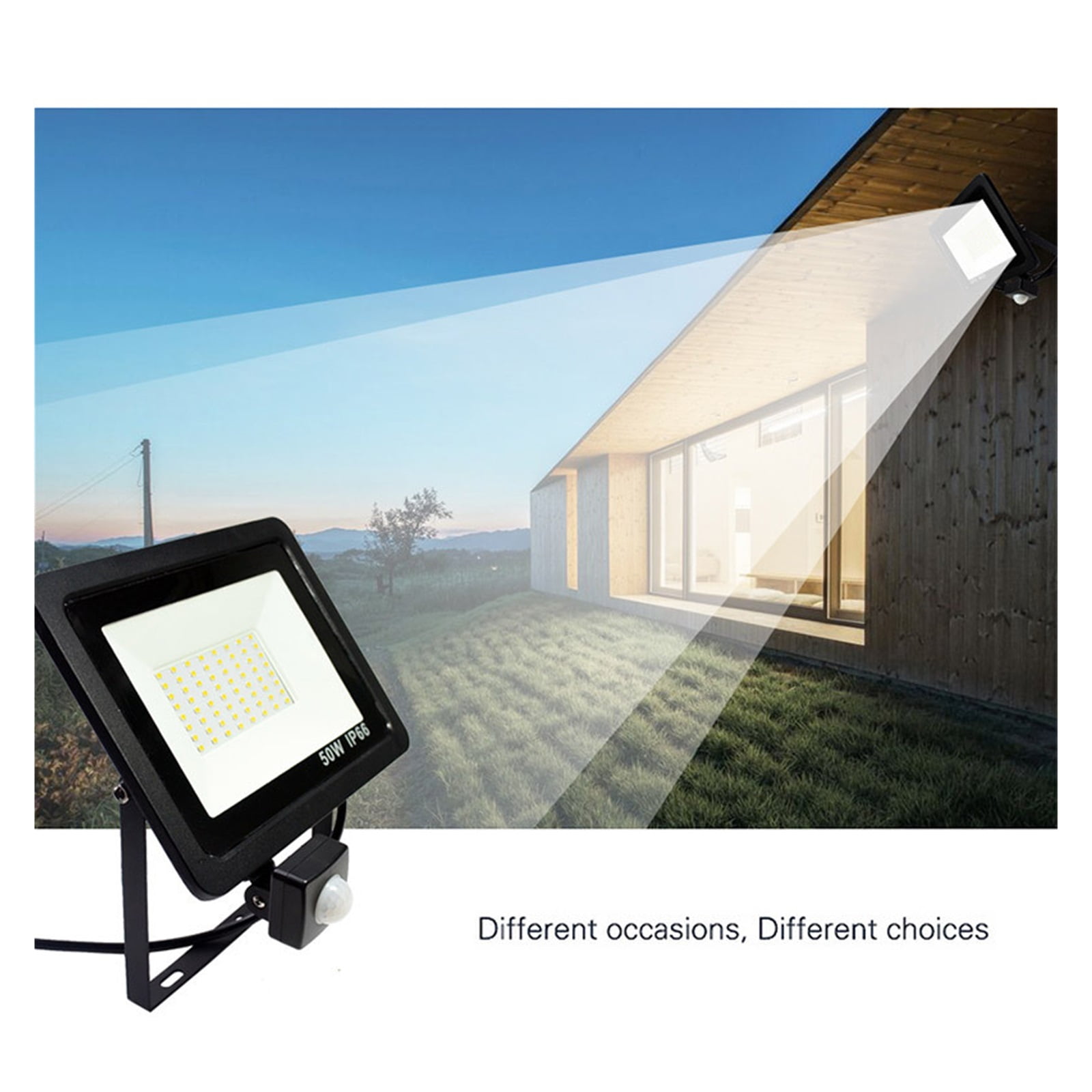 Flood Light Outdoor Motion Sensor LED Spotlights Waterproof Wall Lights Reflector Projection For Garden Street Square Bridge - Wide Angle Beam