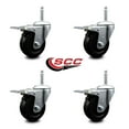 thumbnail image 2 of 3.5 Inch Hard Rubber Swivel 5/8 Inch Threaded Stem Caster Set Total Lock Brake, 2 of 2